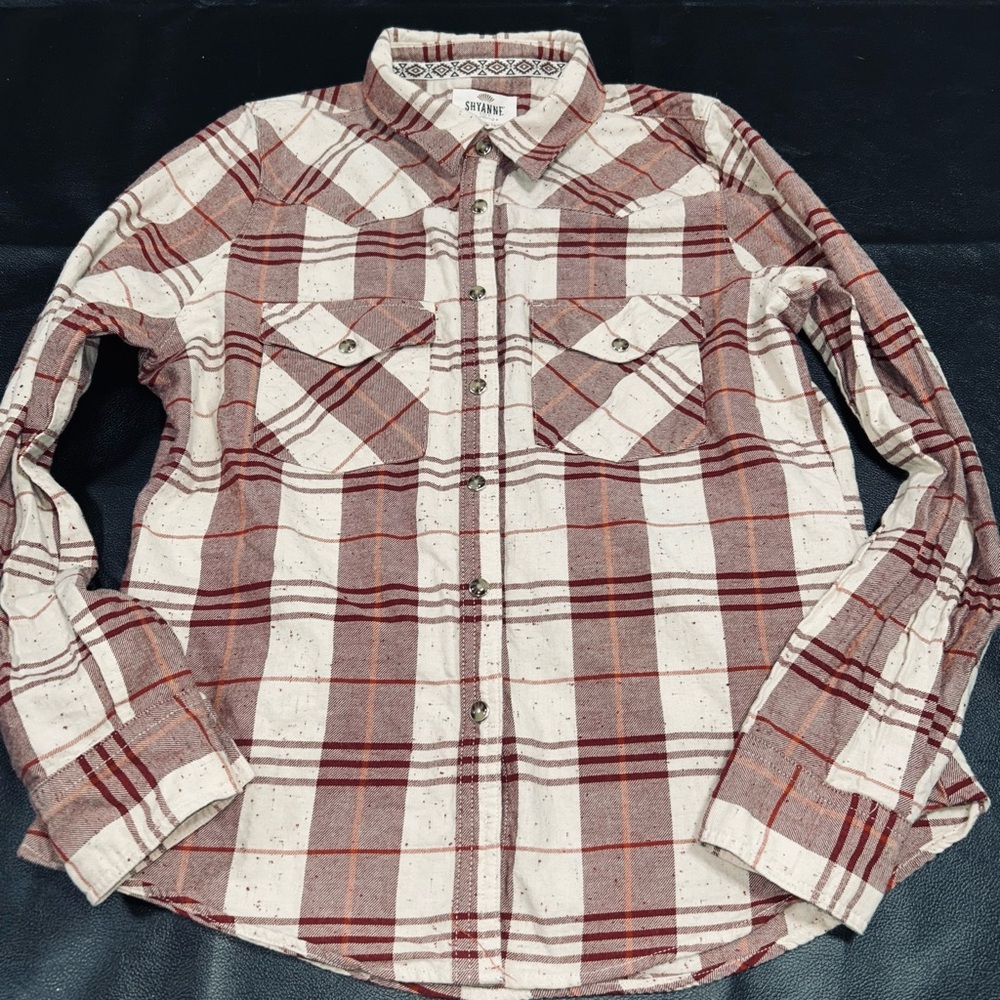 Shyanne Red and Cream Western Button Down Shirt